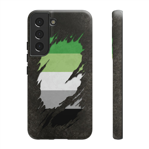 Aromantic Pride Flag Ripped Reveal Tough Case