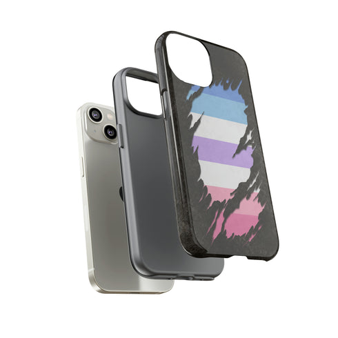 Bigender Pride Flag Ripped Reveal Tough Case