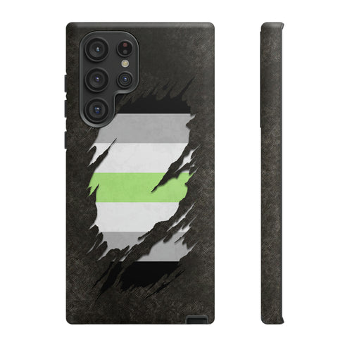 Agender Pride Flag Ripped Reveal Tough Case
