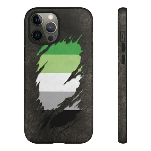 Aromantic Pride Flag Ripped Reveal Tough Case