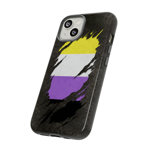 Nonbinary Pride Flag Ripped Reveal Tough Case