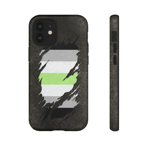 Agender Pride Flag Ripped Reveal Tough Case