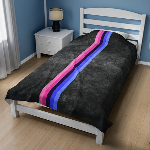 Grunge Omnisexual Pride Flag Stripe Velveteen Plush Blanket