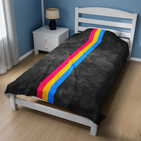 Grunge Pansexual Pride Flag Stripe Velveteen Plush Blanket