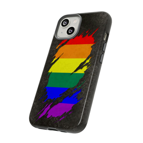 LGBTQ Rainbow Pride Flag Ripped Reveal Tough Case