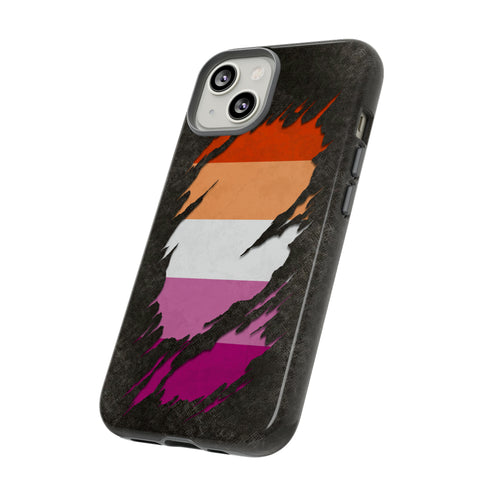Lesbian Pride Flag Ripped Reveal Tough Case