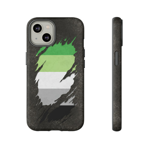Aromantic Pride Flag Ripped Reveal Tough Case