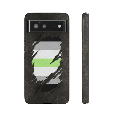 Agender Pride Flag Ripped Reveal Tough Case