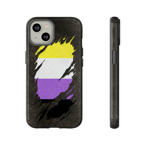 Nonbinary Pride Flag Ripped Reveal Tough Case