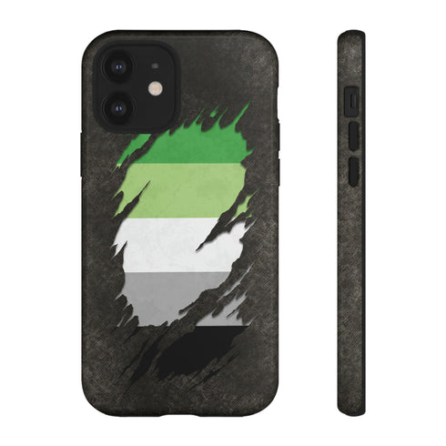Aromantic Pride Flag Ripped Reveal Tough Case
