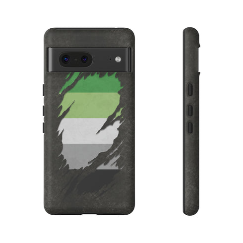 Aromantic Pride Flag Ripped Reveal Tough Case