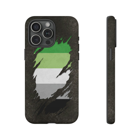 Aromantic Pride Flag Ripped Reveal Tough Case