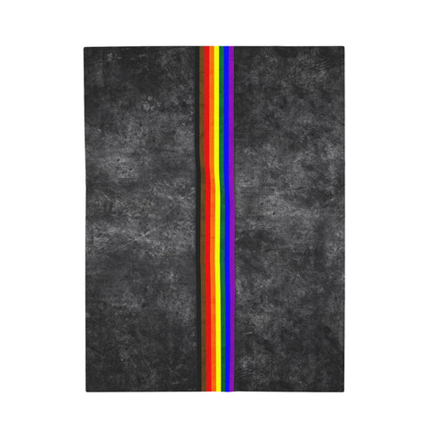 Grunge Philly LGBTQ Pride Flag Stripe Velveteen Plush Blanket