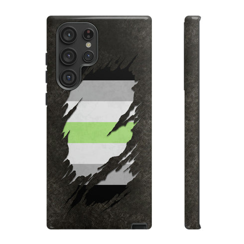 Agender Pride Flag Ripped Reveal Tough Case