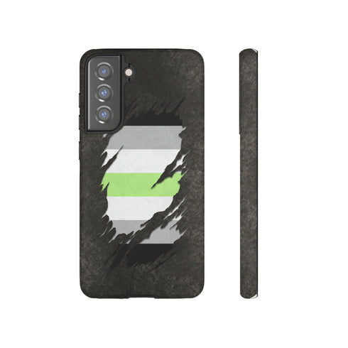 Agender Pride Flag Ripped Reveal Tough Case