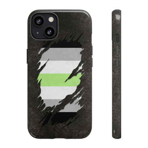 Agender Pride Flag Ripped Reveal Tough Case