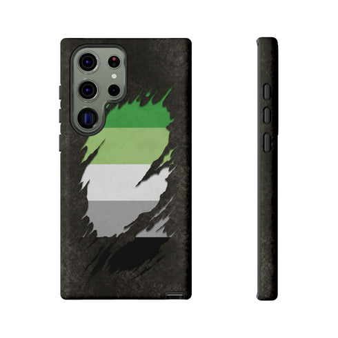 Aromantic Pride Flag Ripped Reveal Tough Case