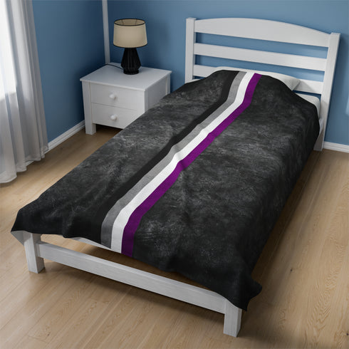 Grunge Asexual Pride Flag Stripe Velveteen Plush Blanket