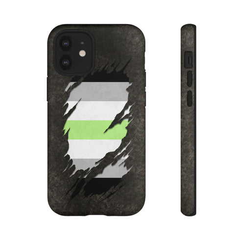 Agender Pride Flag Ripped Reveal Tough Case