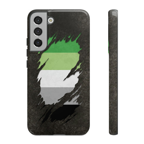 Aromantic Pride Flag Ripped Reveal Tough Case