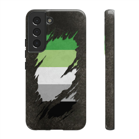 Aromantic Pride Flag Ripped Reveal Tough Case