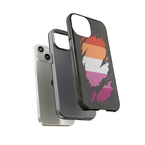Lesbian Pride Flag Ripped Reveal Tough Case