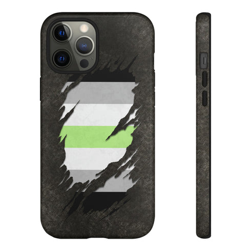 Agender Pride Flag Ripped Reveal Tough Case