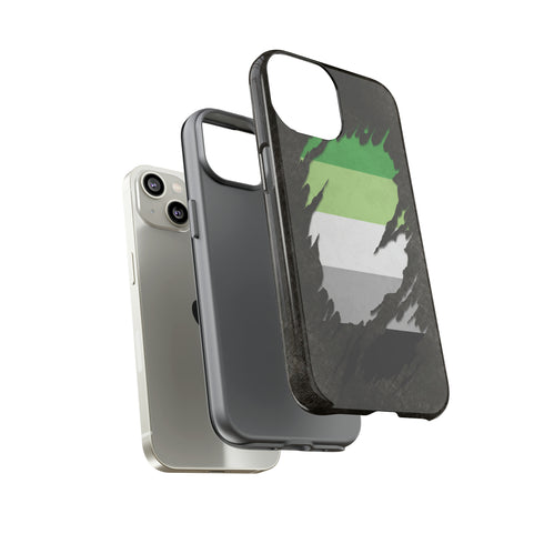 Aromantic Pride Flag Ripped Reveal Tough Case