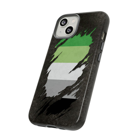 Aromantic Pride Flag Ripped Reveal Tough Case