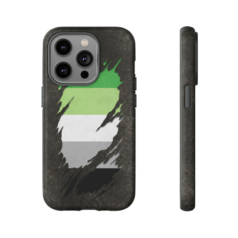 Aromantic Pride Flag Ripped Reveal Tough Case