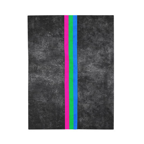 Grunge Polysexual Pride Flag Stripe Velveteen Plush Blanket