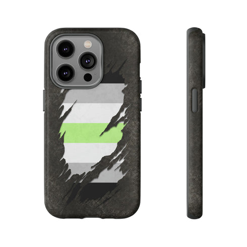 Agender Pride Flag Ripped Reveal Tough Case