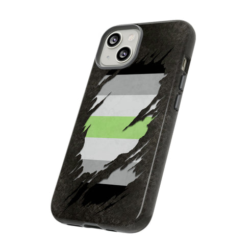Agender Pride Flag Ripped Reveal Tough Case