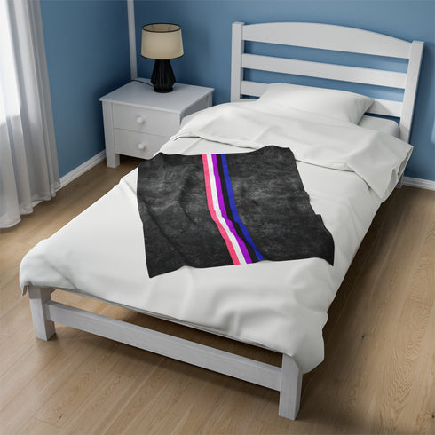 Grunge Genderfluid Pride Flag Stripe Velveteen Plush Blanket