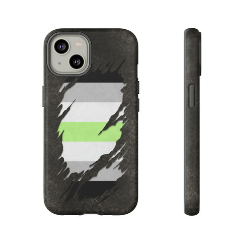 Agender Pride Flag Ripped Reveal Tough Case