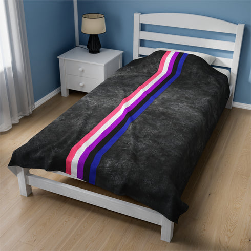 Grunge Genderfluid Pride Flag Stripe Velveteen Plush Blanket