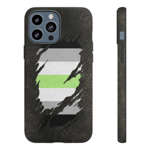 Agender Pride Flag Ripped Reveal Tough Case