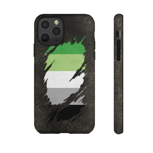 Aromantic Pride Flag Ripped Reveal Tough Case