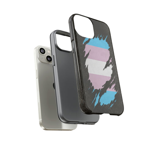 Transgender Pride Flag Ripped Reveal Tough Case