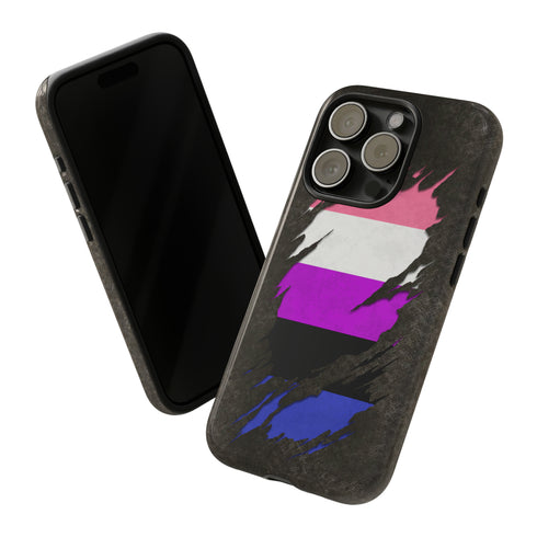 Genderfluid Pride Flag Ripped Reveal Tough Case