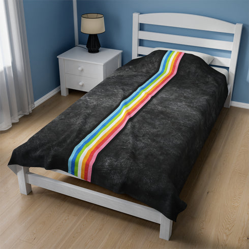 Grunge Queer Pride Flag Stripe Velveteen Plush Blanket