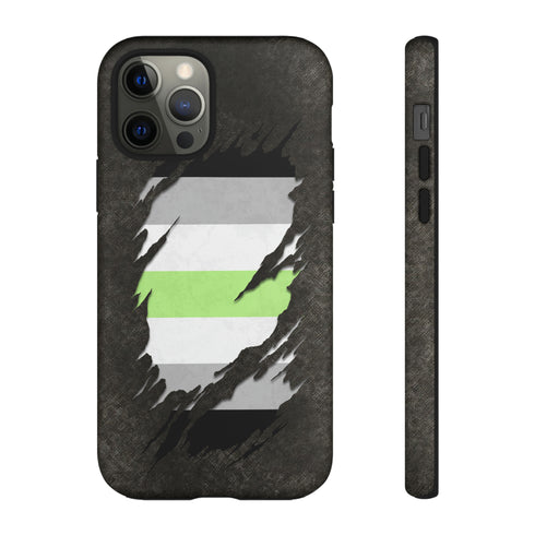 Agender Pride Flag Ripped Reveal Tough Case