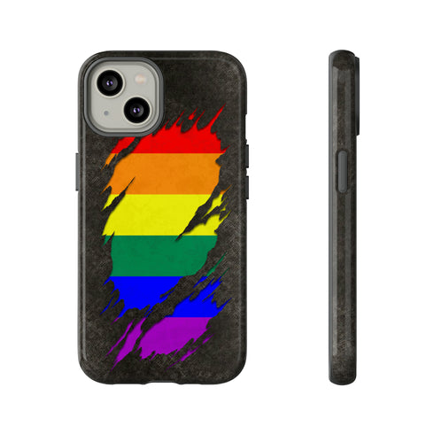 LGBTQ Rainbow Pride Flag Ripped Reveal Tough Case