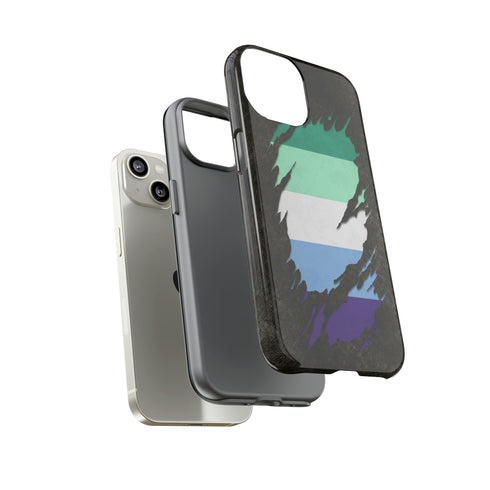 Gay Male Pride Flag Ripped Reveal Tough Case