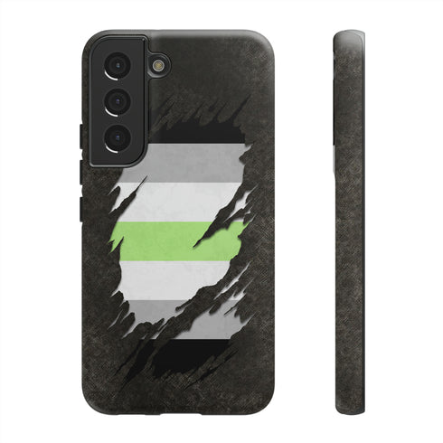 Agender Pride Flag Ripped Reveal Tough Case