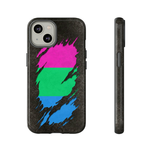 Polysexual Pride Flag Ripped Reveal Tough Case