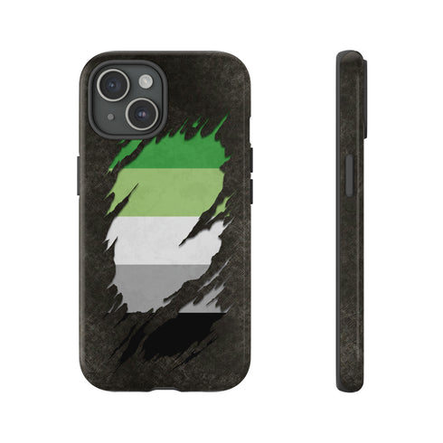 Aromantic Pride Flag Ripped Reveal Tough Case