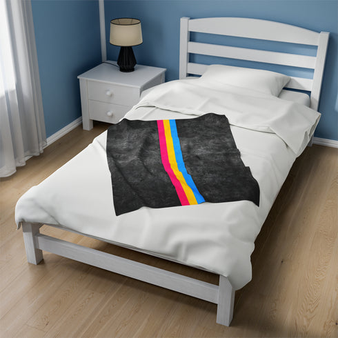 Grunge Pansexual Pride Flag Stripe Velveteen Plush Blanket
