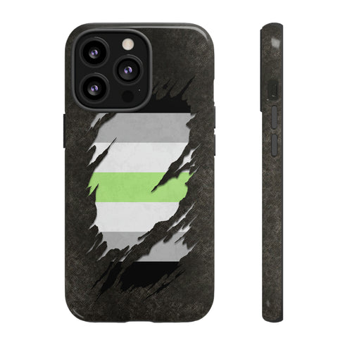Agender Pride Flag Ripped Reveal Tough Case