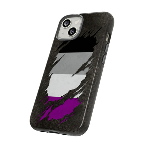 Asexual Pride Flag Ripped Reveal Tough Case